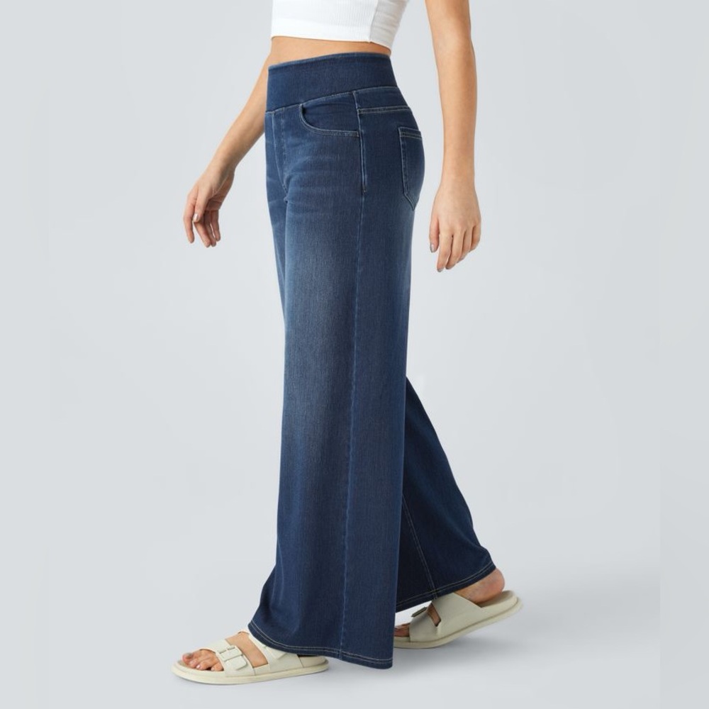 NEW HALARA Flex High Waisted Multiple Pockets Baggy Wide Leg Jeans Size 1X - Picture 5 of 15